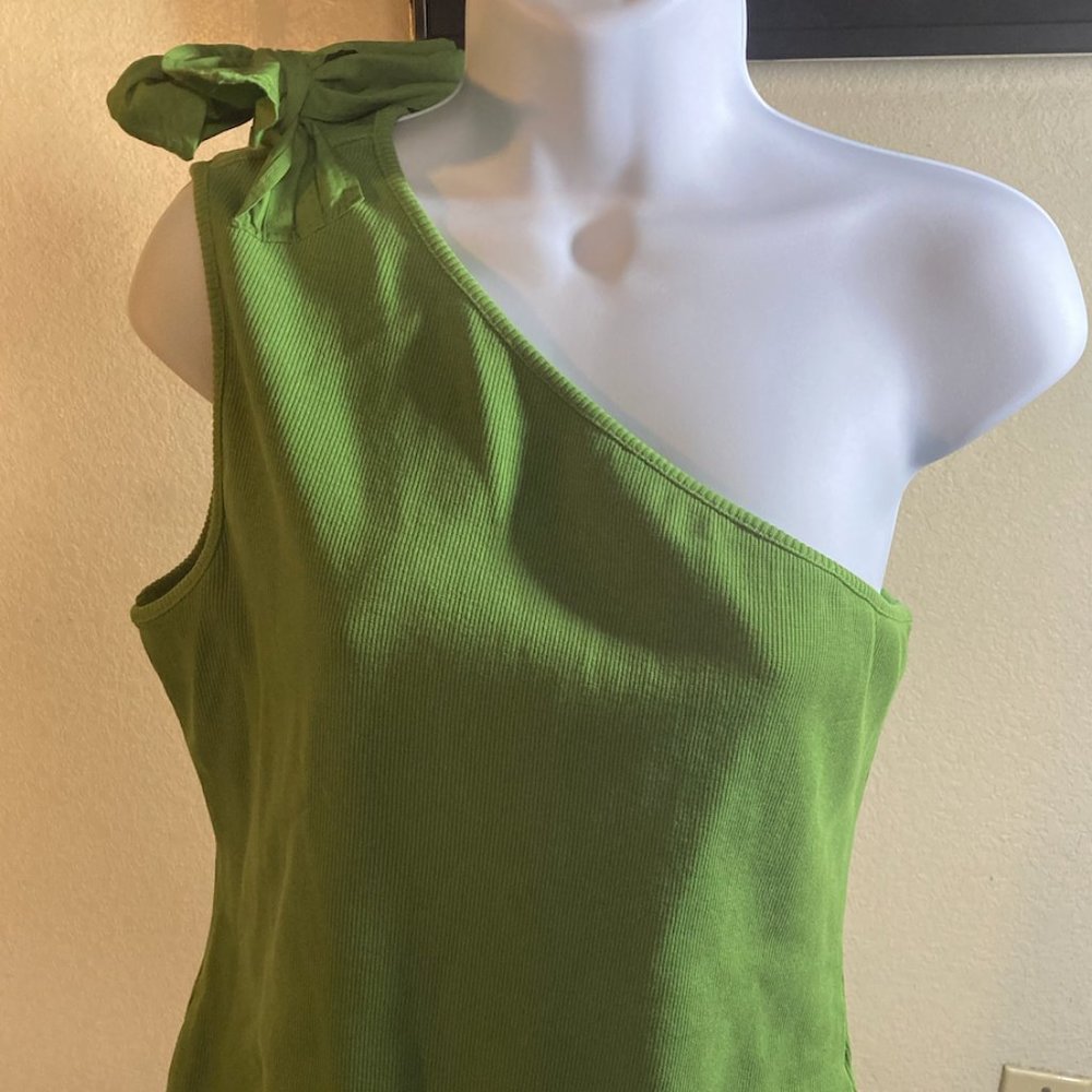 One Shoulder Green Top with Side Detail